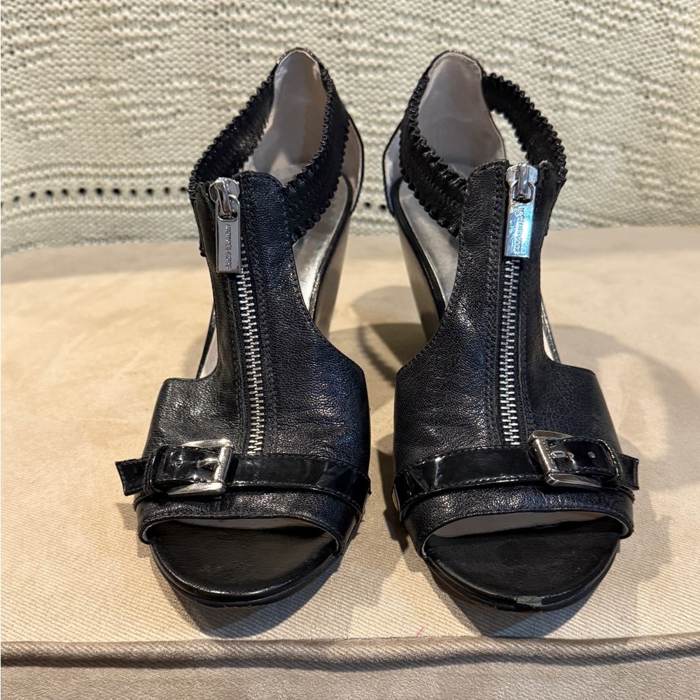 Michael Kors Black wedges with Silver Zipper